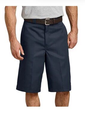 Genuine Dickies Mens Slim Fit Flat Front Work Short 13", Dark Navy 34 NWT
